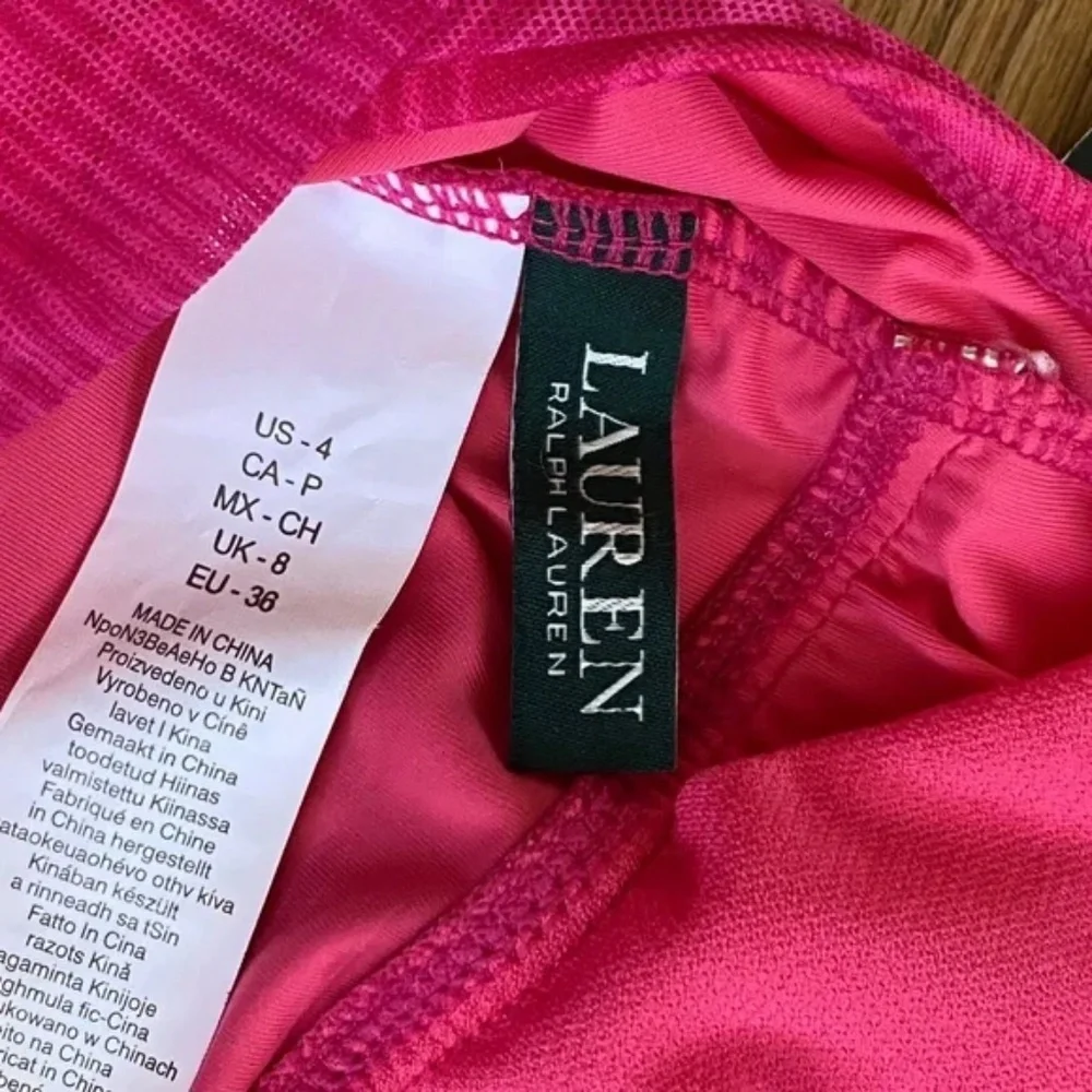 LAUREN Ralph Lauren Ombre Palm-Print High-Neck‎ Tankini Pink Top Size 4